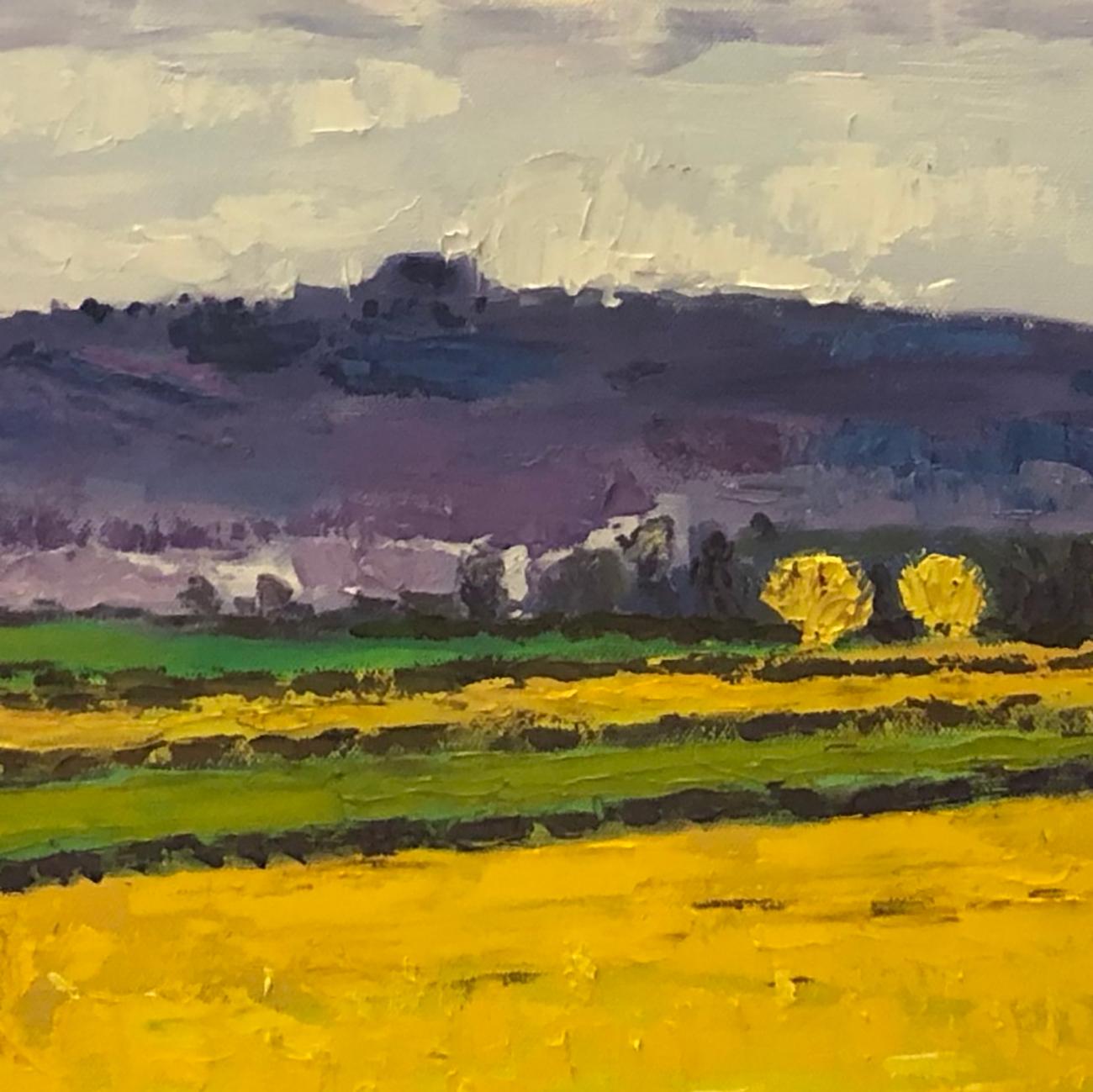 May Hill with Yellow Fields - Painting by Eleanor Woolley