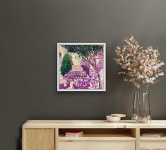 Gradini di Mijas, arte Spagna, arte viola, arte plein air, arte albero