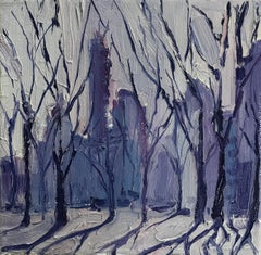 Used New York Shadows with Oil Paint on Canvas, Painting by Eleanor Woolley