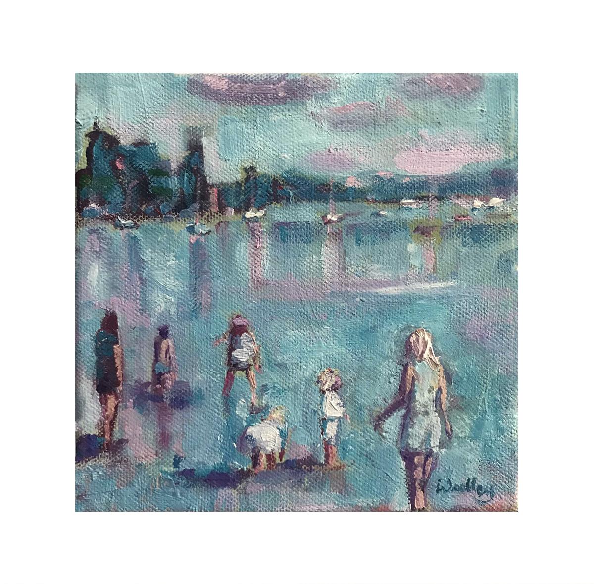 Remando, Lago Windermere, pintura original, paisaje, contemporáneo en venta 5