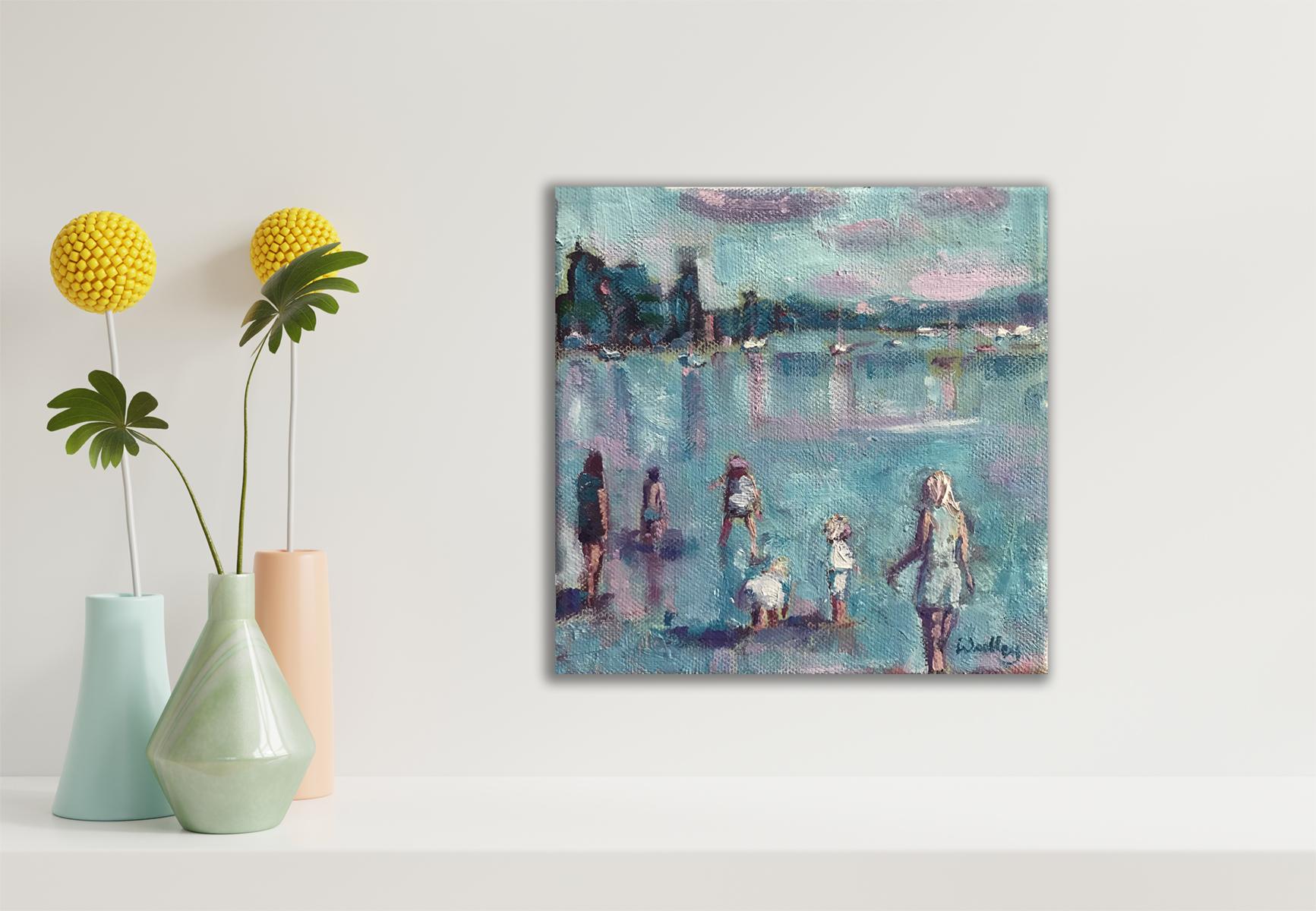Remando, Lago Windermere, pintura original, paisaje, contemporáneo en venta 2