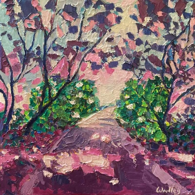 Polzeath Drive y De camino a Polzeath, paisaje, original, floral, abstracto - Landscape Painting Gris de Eleanor Woolley