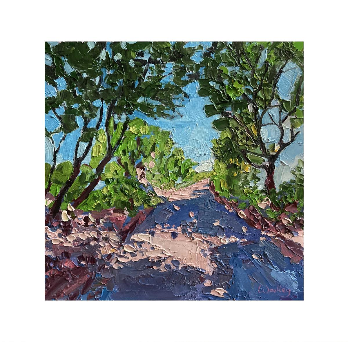 Polzeath Drive, Pintura de Cornualles, Arte de Cornualles, Pintura Primavera Verano - Painting Contemporáneo de Eleanor Woolley