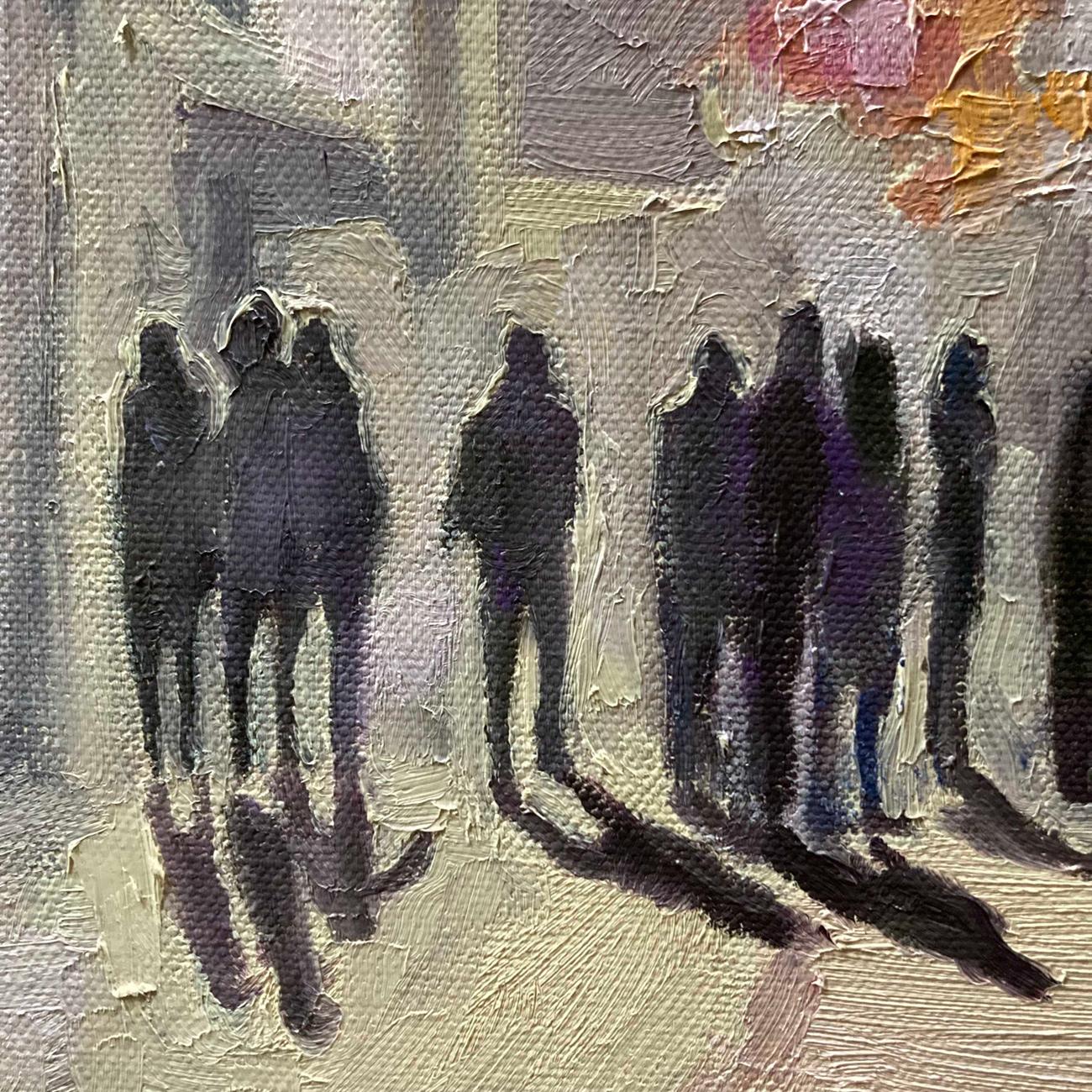 Promenade Shadows, Figurative Painting, Cityscape Painting, Cotswolds Art For Sale 5