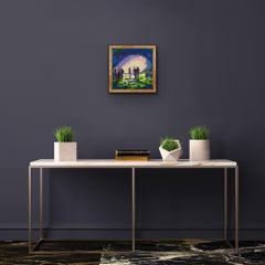 Les ombres autour du feu d'artifice d'Eleanor Woolley, peinture originale, huile sur toile