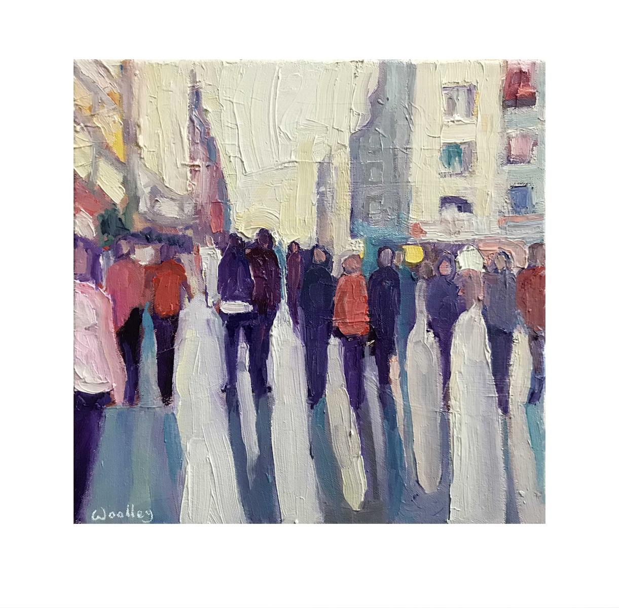 marché espagnol, peinture originale, paysage, personnes, figure, ombre en vente 1