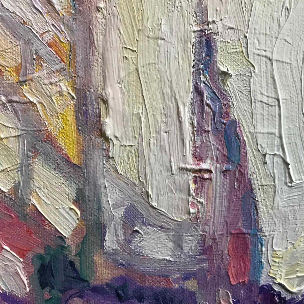 marché espagnol, peinture originale, paysage, personnes, figure, ombre en vente 4