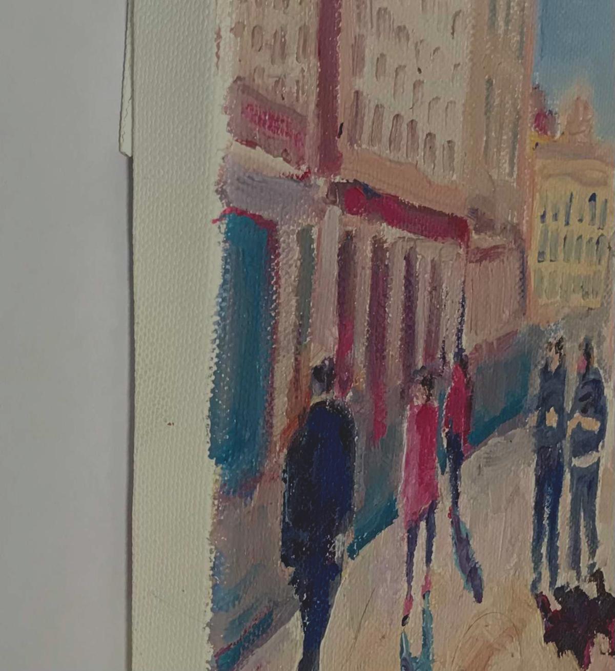 Spanish_town_Shadows, pintura original, paisaje, contemporáneo - Painting Contemporáneo de Eleanor Woolley
