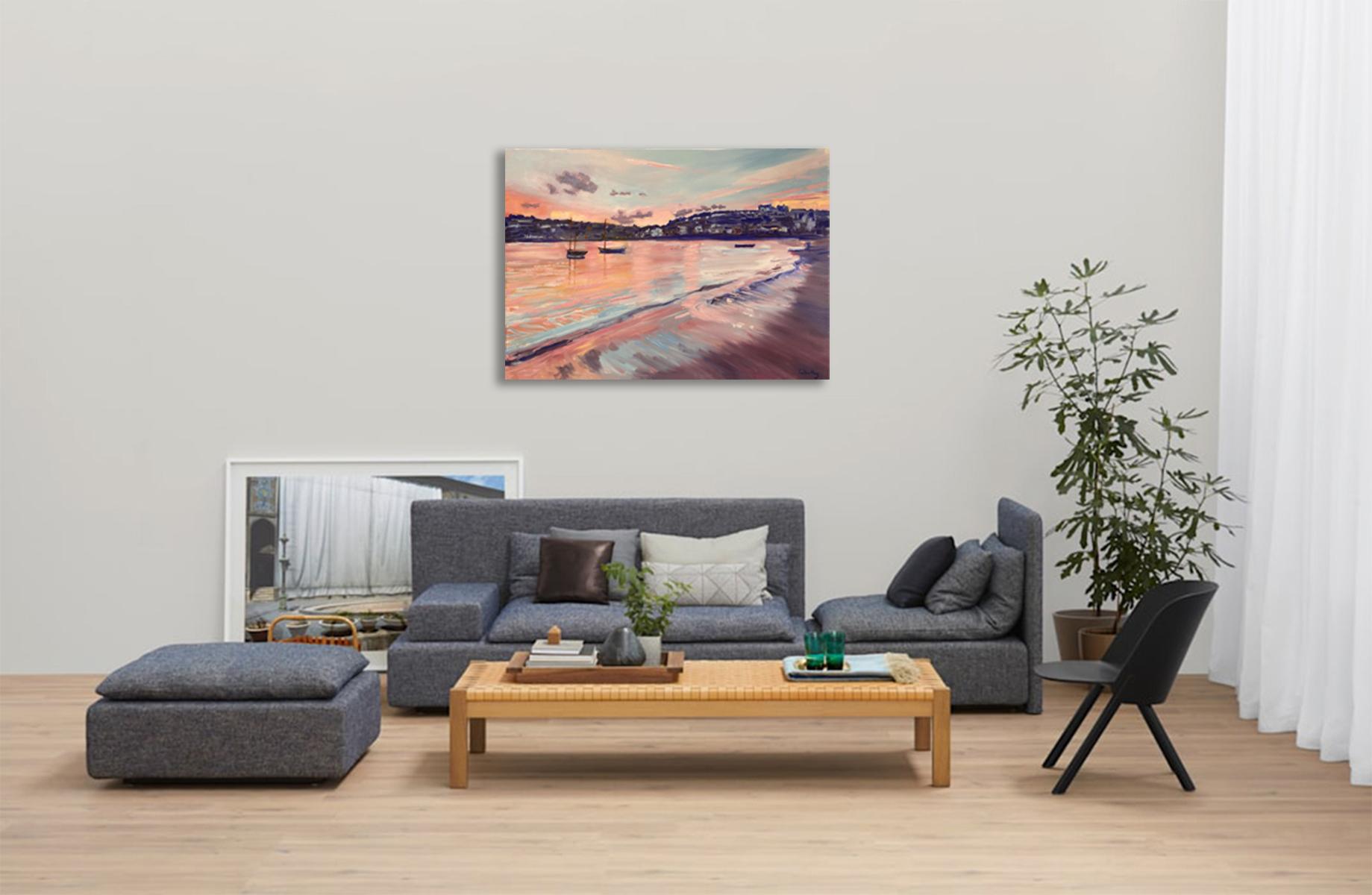 St Ives Harbour, Original, Landscape, contemporary - Painting by Eleanor Woolley