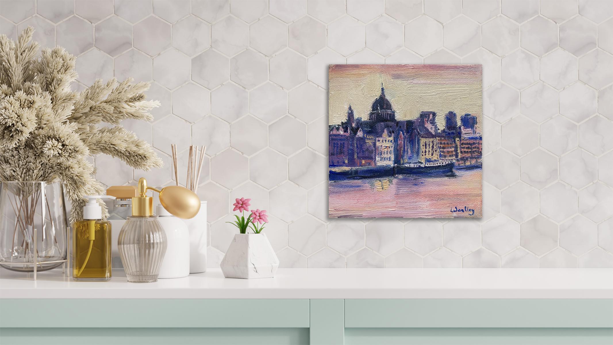 St Pauls, Original, paysage urbain, contemporain, peinture à l'huile, Londres - Painting de Eleanor Woolley