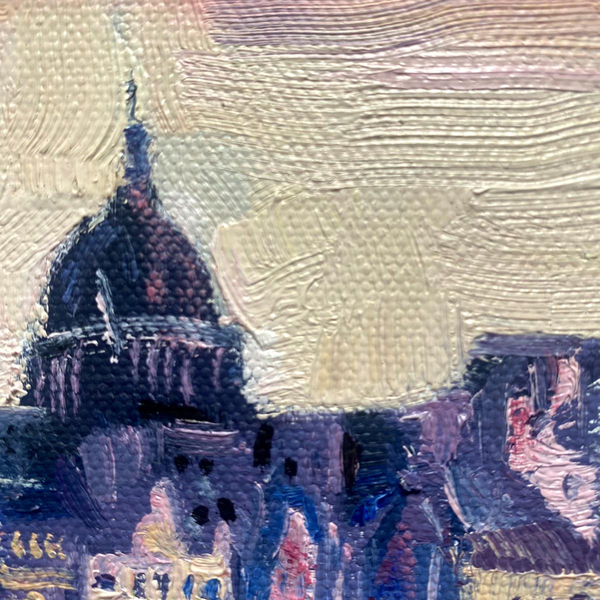 St Pauls, Original, paysage urbain, contemporain, peinture à l'huile, Londres - Marron Landscape Painting par Eleanor Woolley