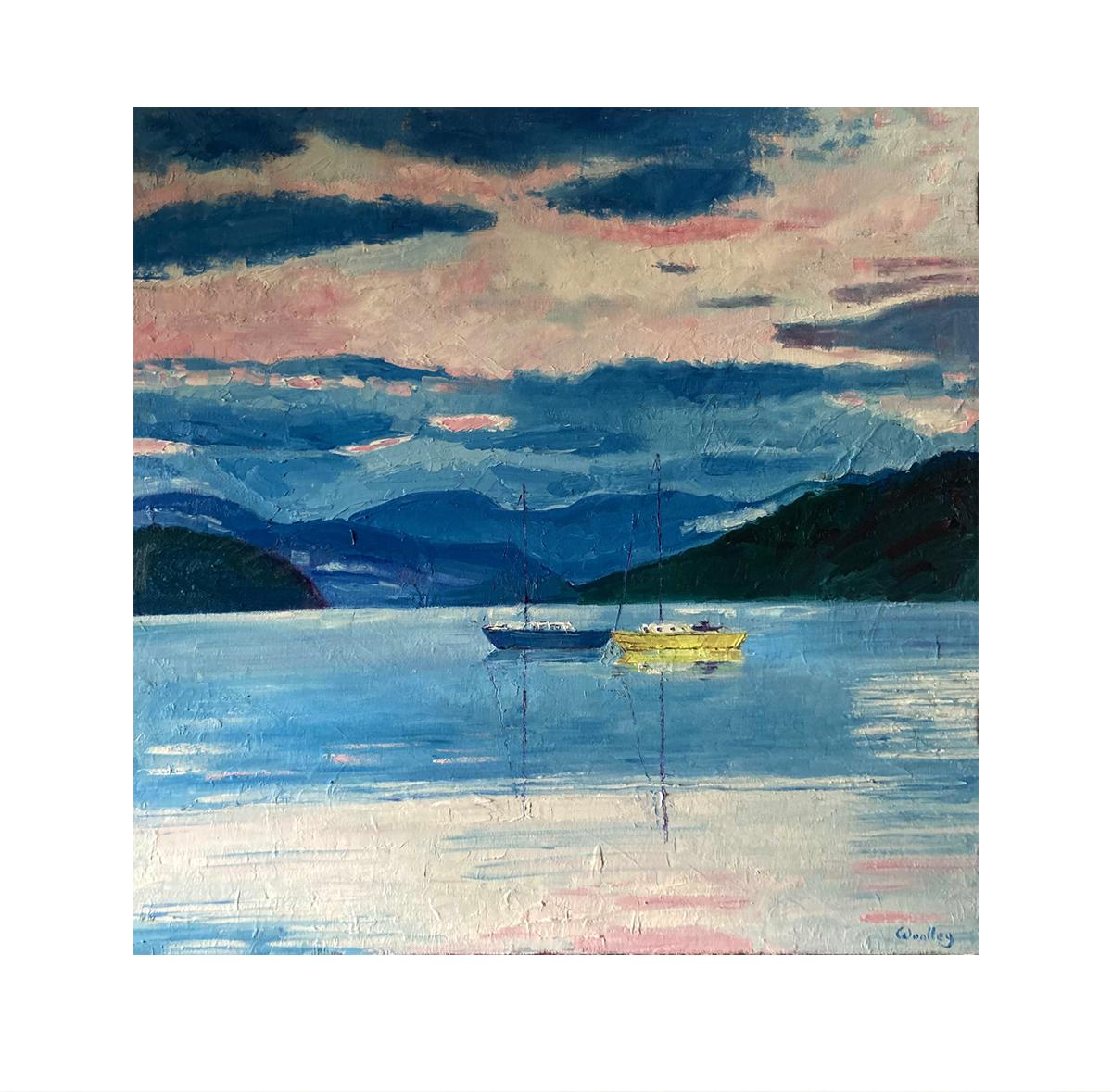Still Boats, Lake Windermere, landscape art, boat art, original art For Sale 3