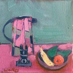 Nature morte avec cruche, peinture à l'huile sur toile, intérieur, nature morte