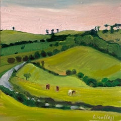 The Farm at Sunset by Eleanor Woolley, Expressionist, Landscape art, Impasto