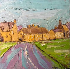 La strada per Hempton, quadro originale, paesaggio, contemporaneo