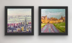 The Road to Hempton & Painswick, diptych, original painting, landscape