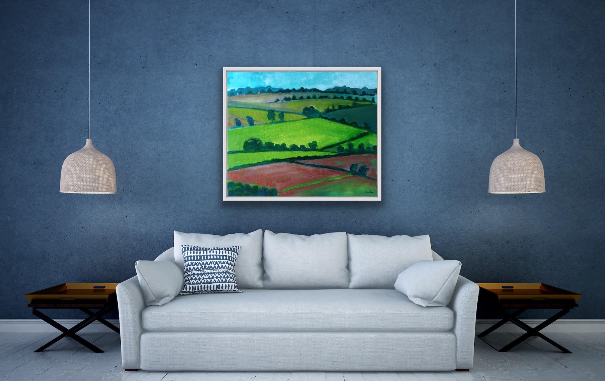 The View from Great Rollright, Cotswolds, Peinture originale, Paysage, Nature - Painting de Eleanor Woolley