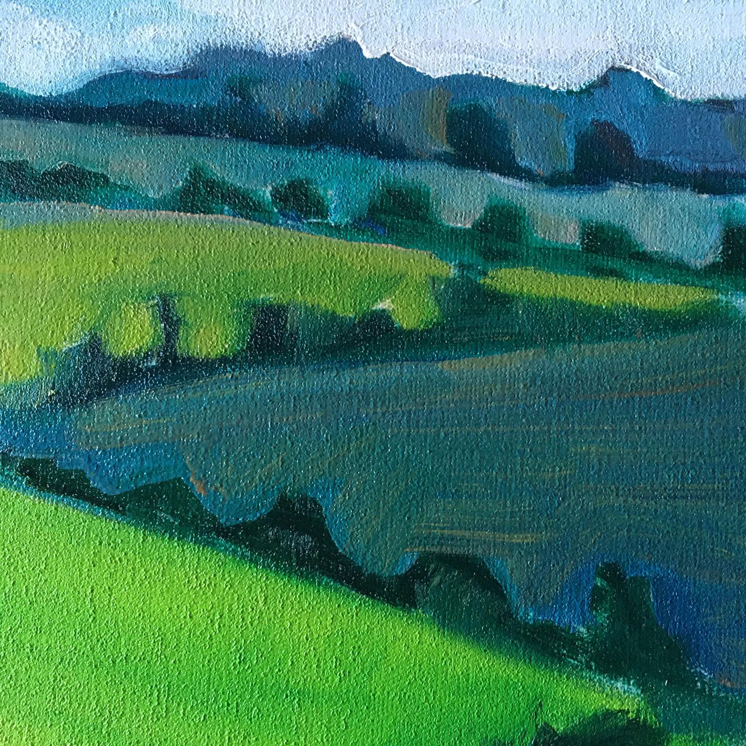 The View from Great Rollright is an Origianl Painting by Eleanor Woolley. This painting was started Plein Air, and finished in the Artist's Gloucester studio. A little walk away from the famous Cotswold Rollright Stones, lies this wonderful vista.