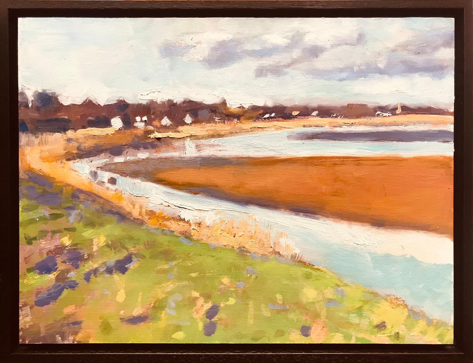Camminando fuori da Newnham, paesaggio contemporaneo - Painting di Eleanor Woolley