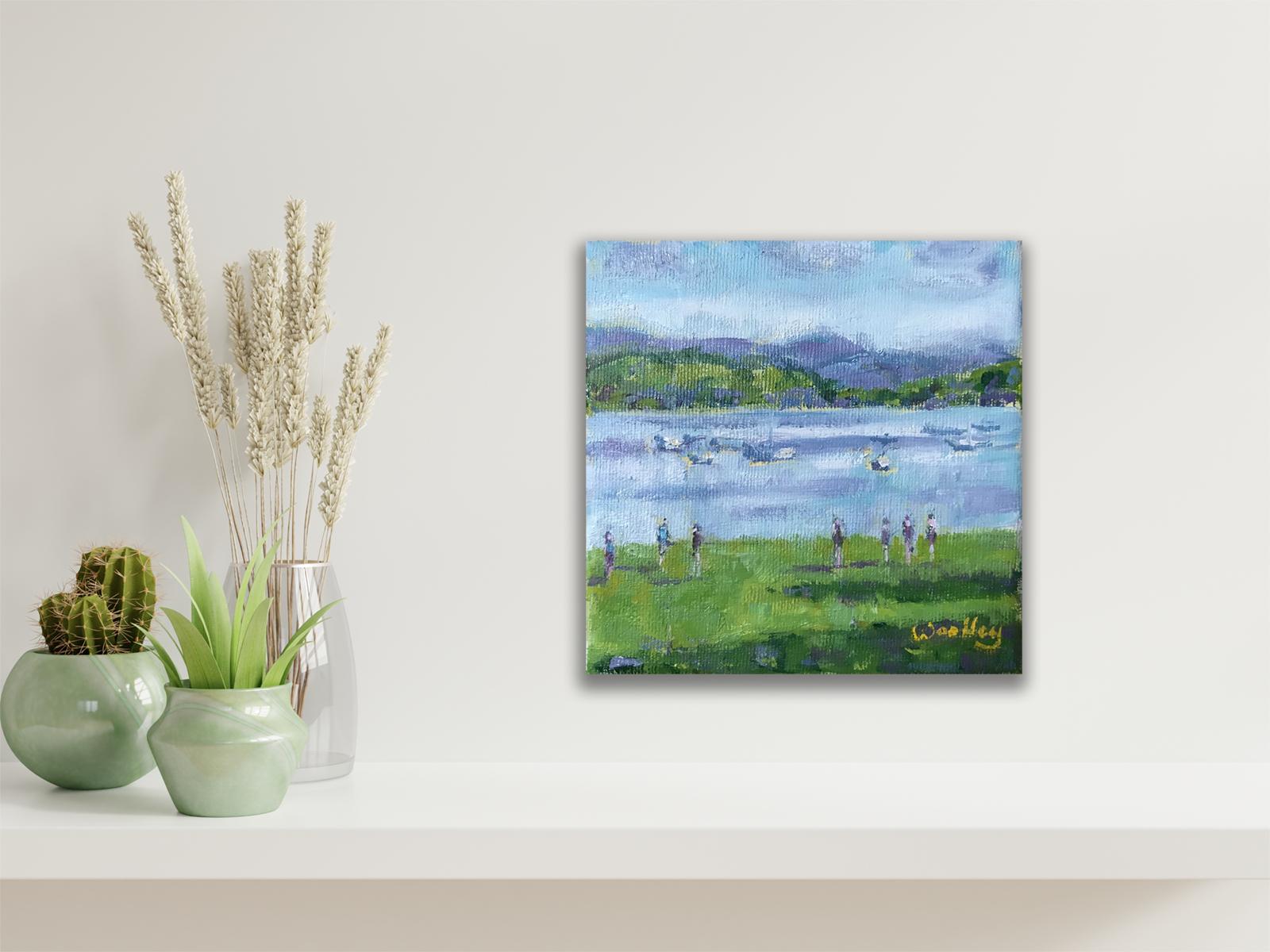 Windermere Banks, pintura original, paisaje, contemporáneo - Painting de Eleanor Woolley