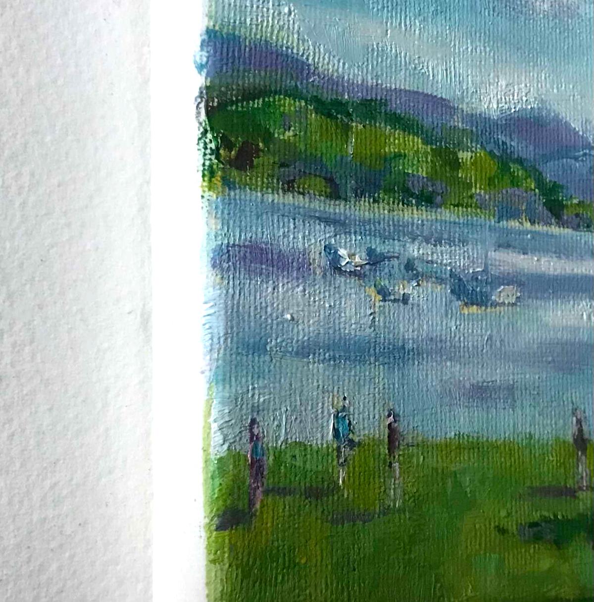 Windermere Banks, pintura original, paisaje, contemporáneo - Painting Contemporáneo de Eleanor Woolley