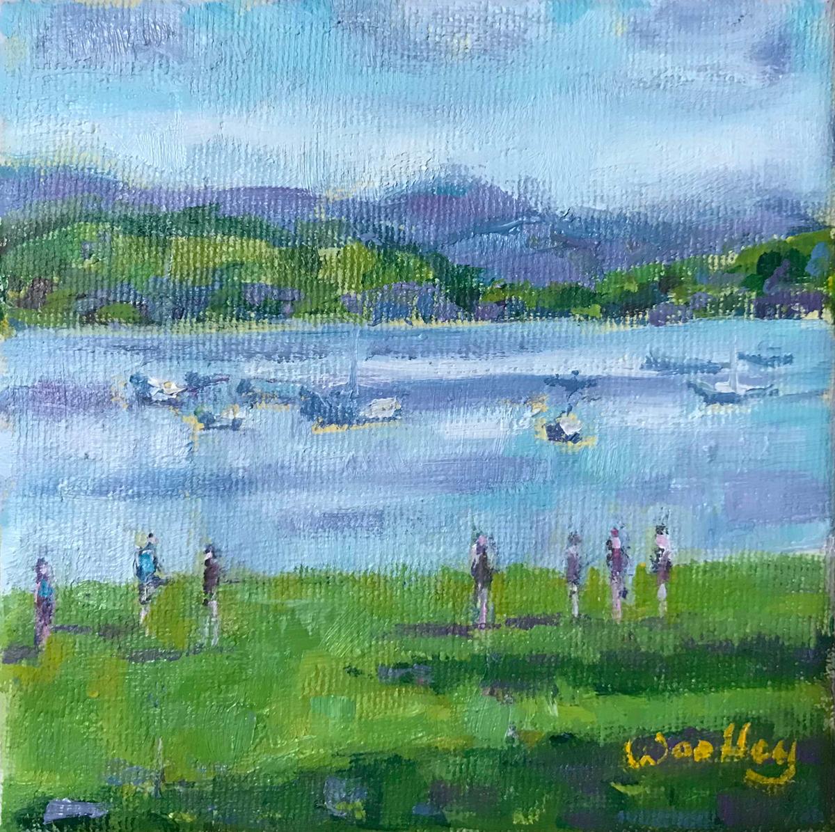 Landscape Painting de Eleanor Woolley - Windermere Banks, pintura original, paisaje, contemporáneo