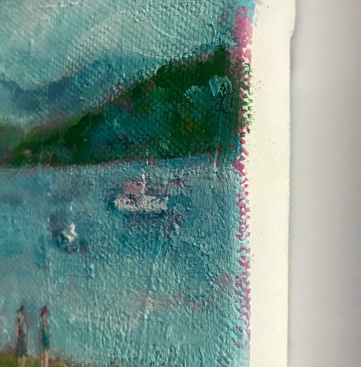 Barcos de Windermere, pintura original, paisaje, contemporáneo - Painting Contemporáneo de Eleanor Woolley