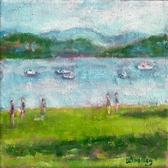 Windermere Boats & Paddling, Lake Windermere, diptych, original painting