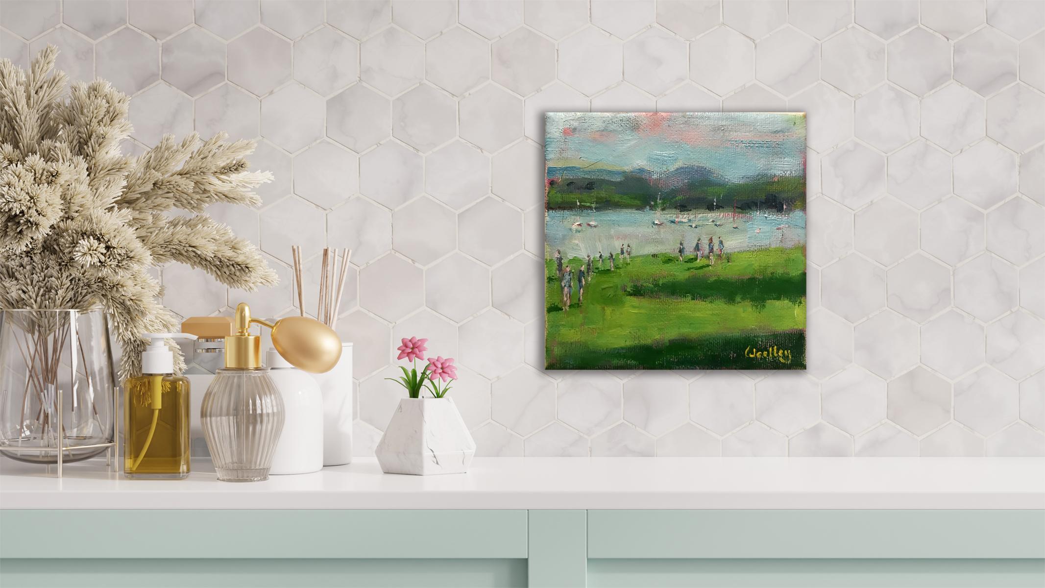 Windermere Shadows, peinture originale, contemporaine, paysage - Contemporain Painting par Eleanor Woolley