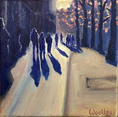 Winter Shadows 39, Original landscape paintings of people, still-life painting