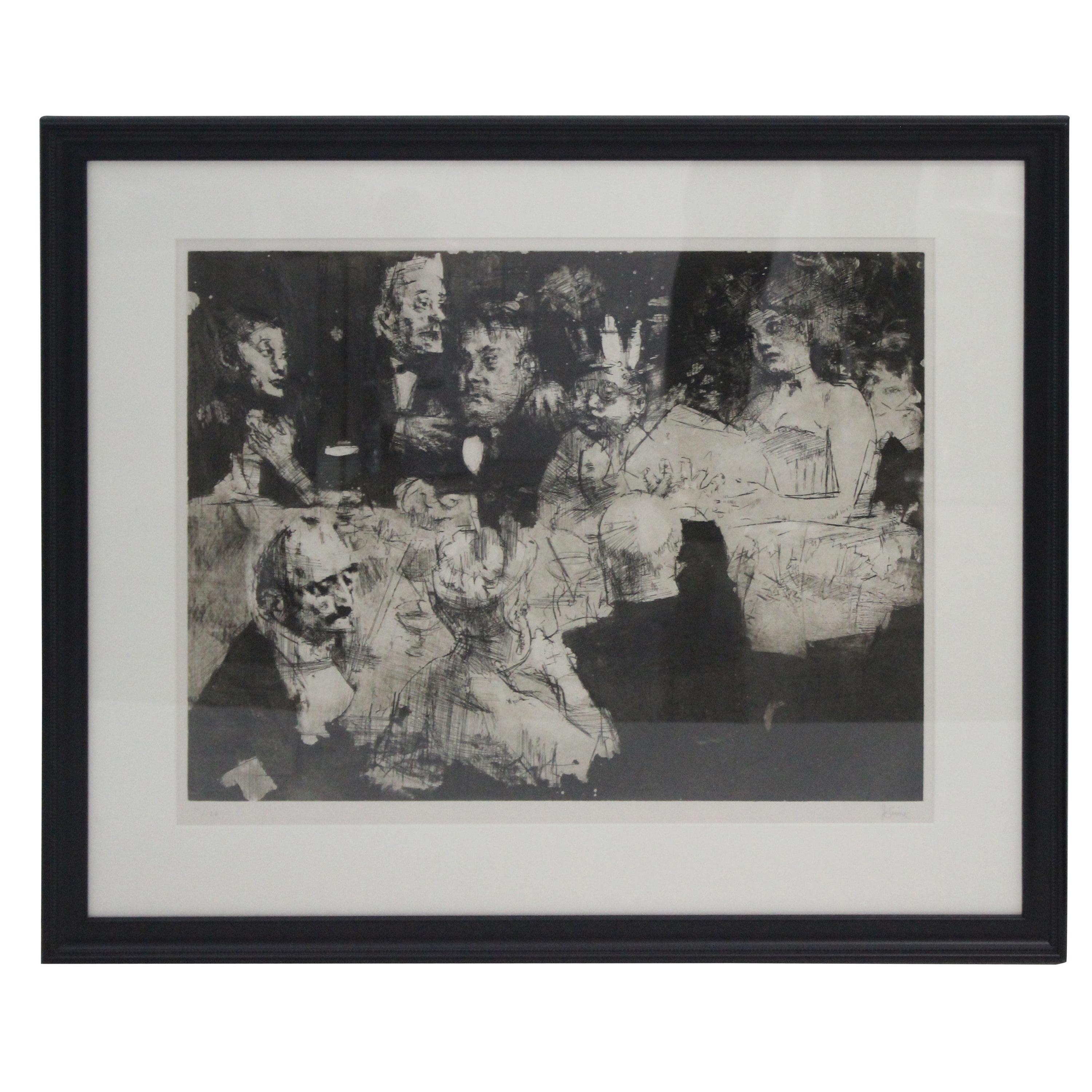 "Election Night" Mezzotint Etching by Jack Levine For Sale