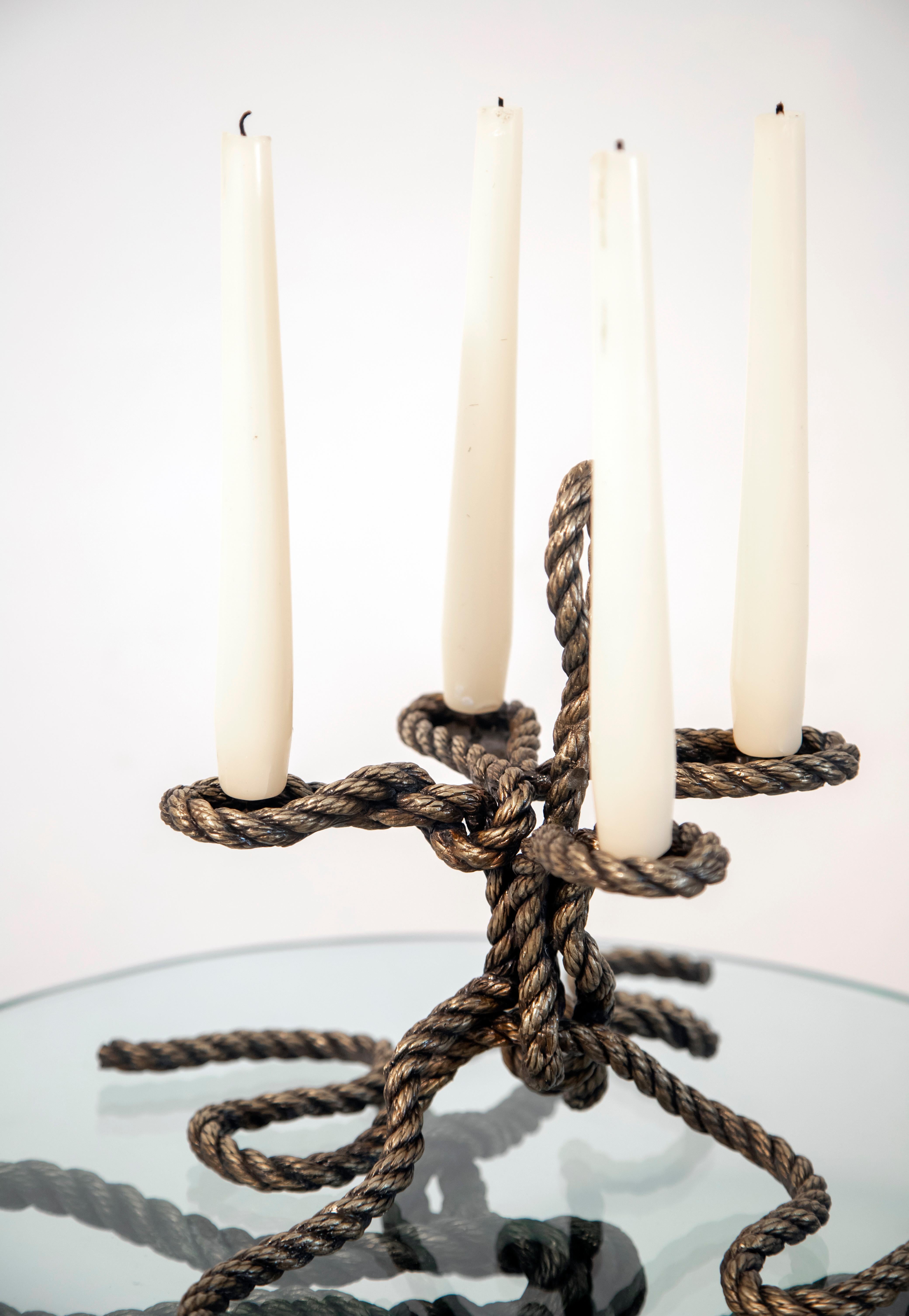 Electra Cast Bronze Rope Candelabra by Allegra Hicks In New Condition For Sale In London, GB