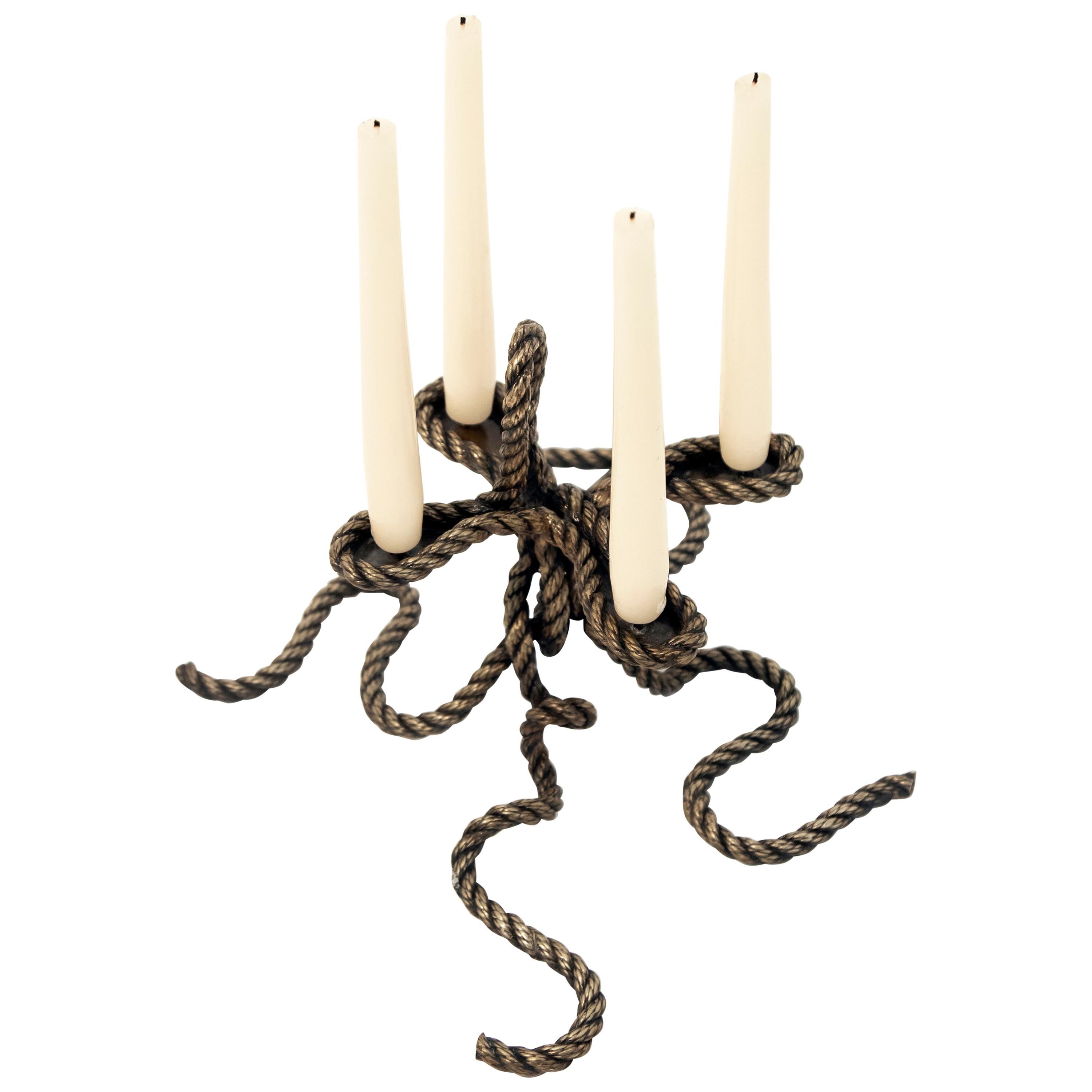 Electra Cast Bronze Rope Candelabra by Allegra Hicks For Sale