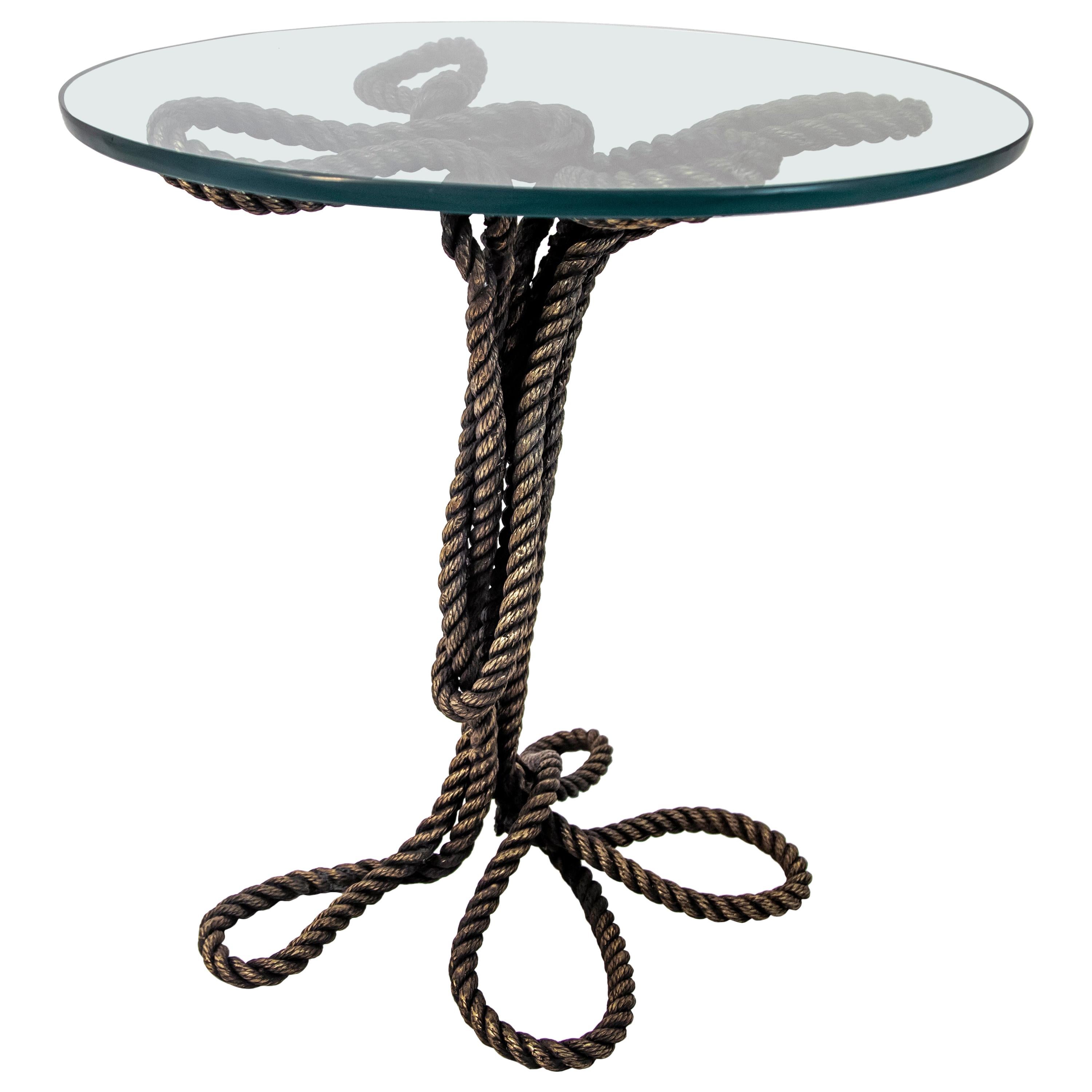 Electra Cast Bronze Rope Tempered Glass Coffee Table by Allegra Hicks For Sale