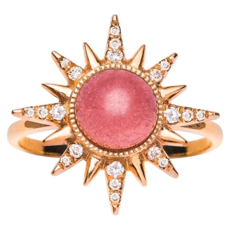 Electra Maxima Ring, Rubellite, White Diamonds, 18 Karat Rose Gold For Sale