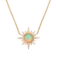 Electra Necklace, Ethiopian Opal, White Diamonds, 18 Karat Rose Gold