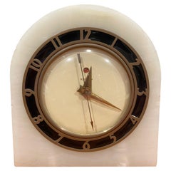 Vintage Electric Art Deco White Onyx Mantle Clock by Telechron