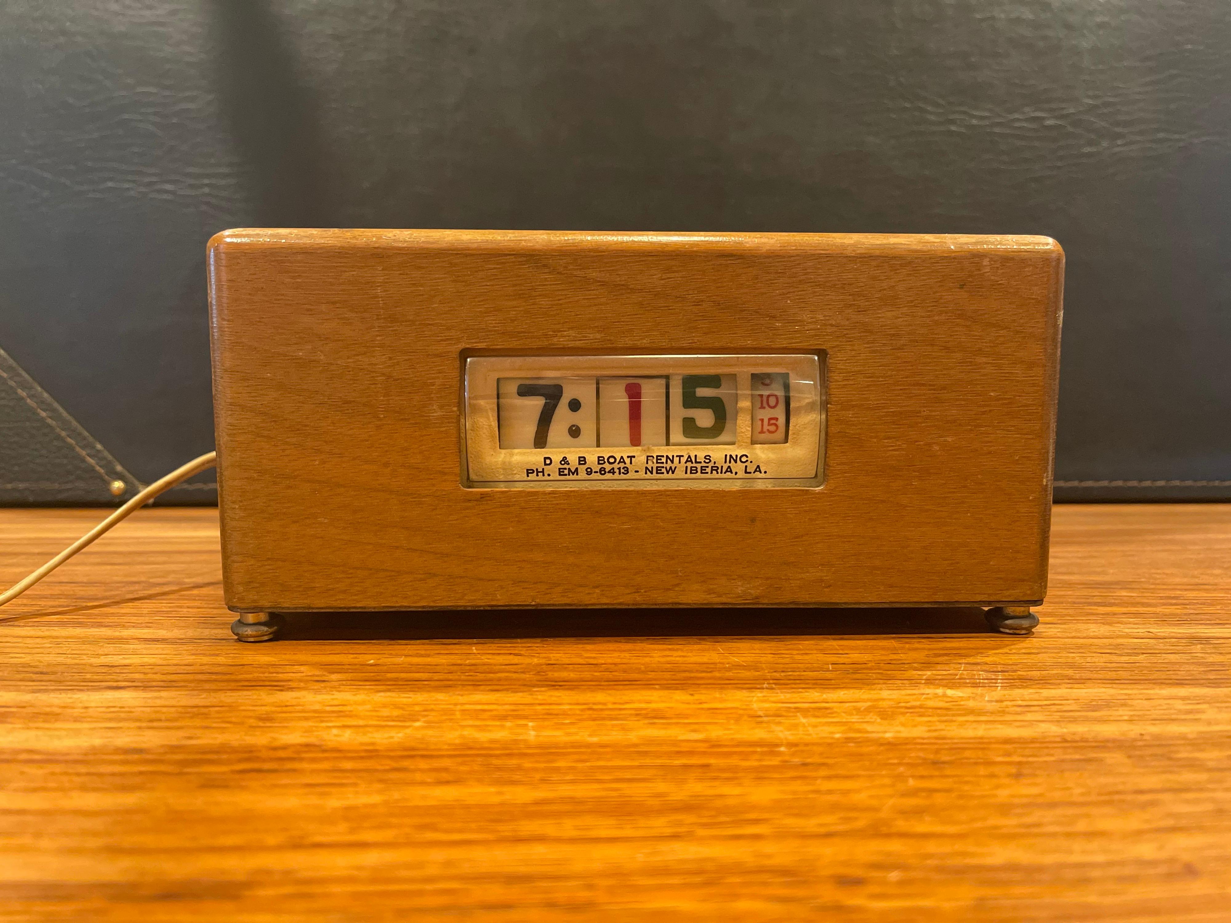 Electric Art Deco Wooden Advertising Flip Clock For Sale 3