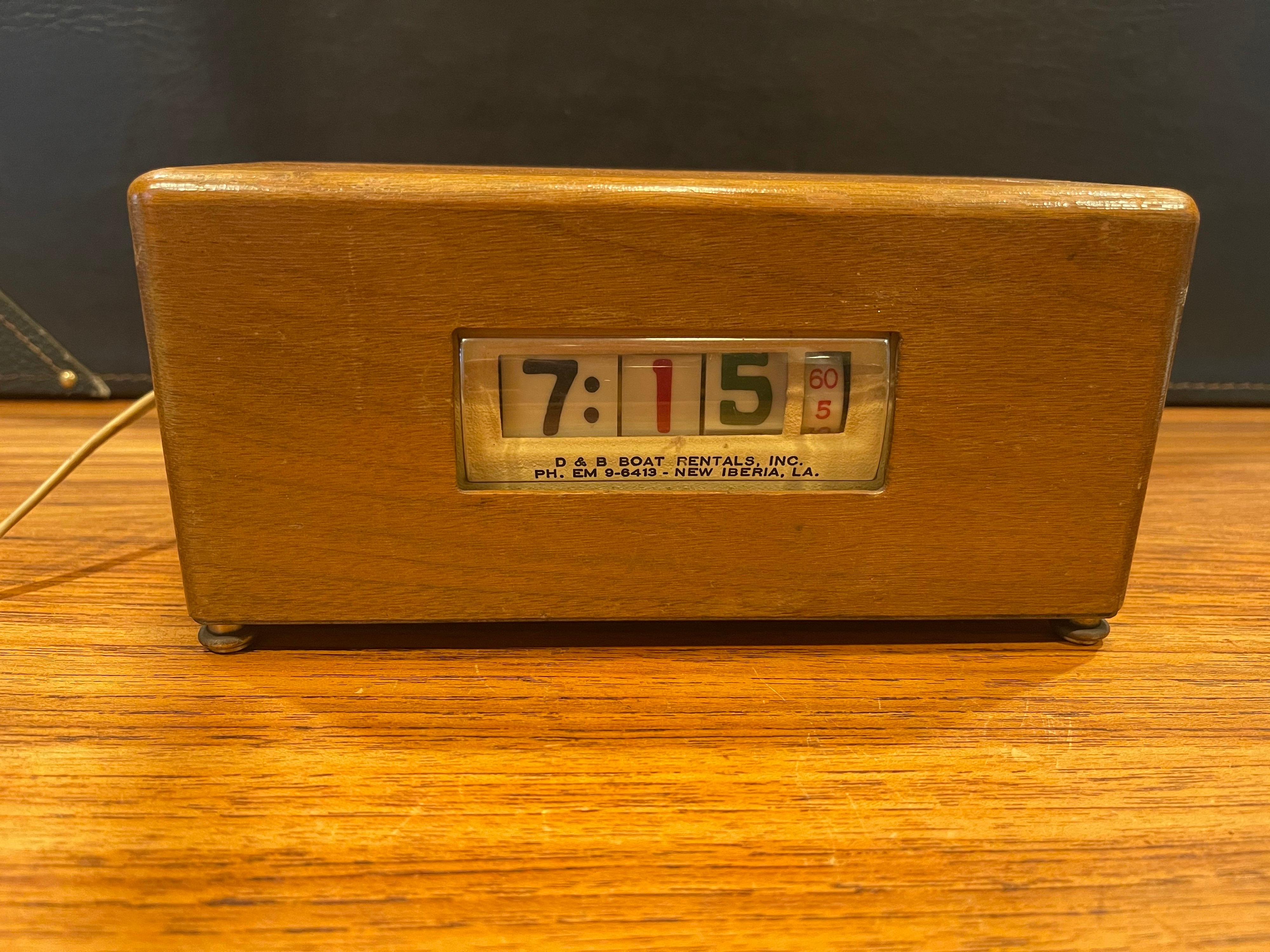 American Electric Art Deco Wooden Advertising Flip Clock For Sale