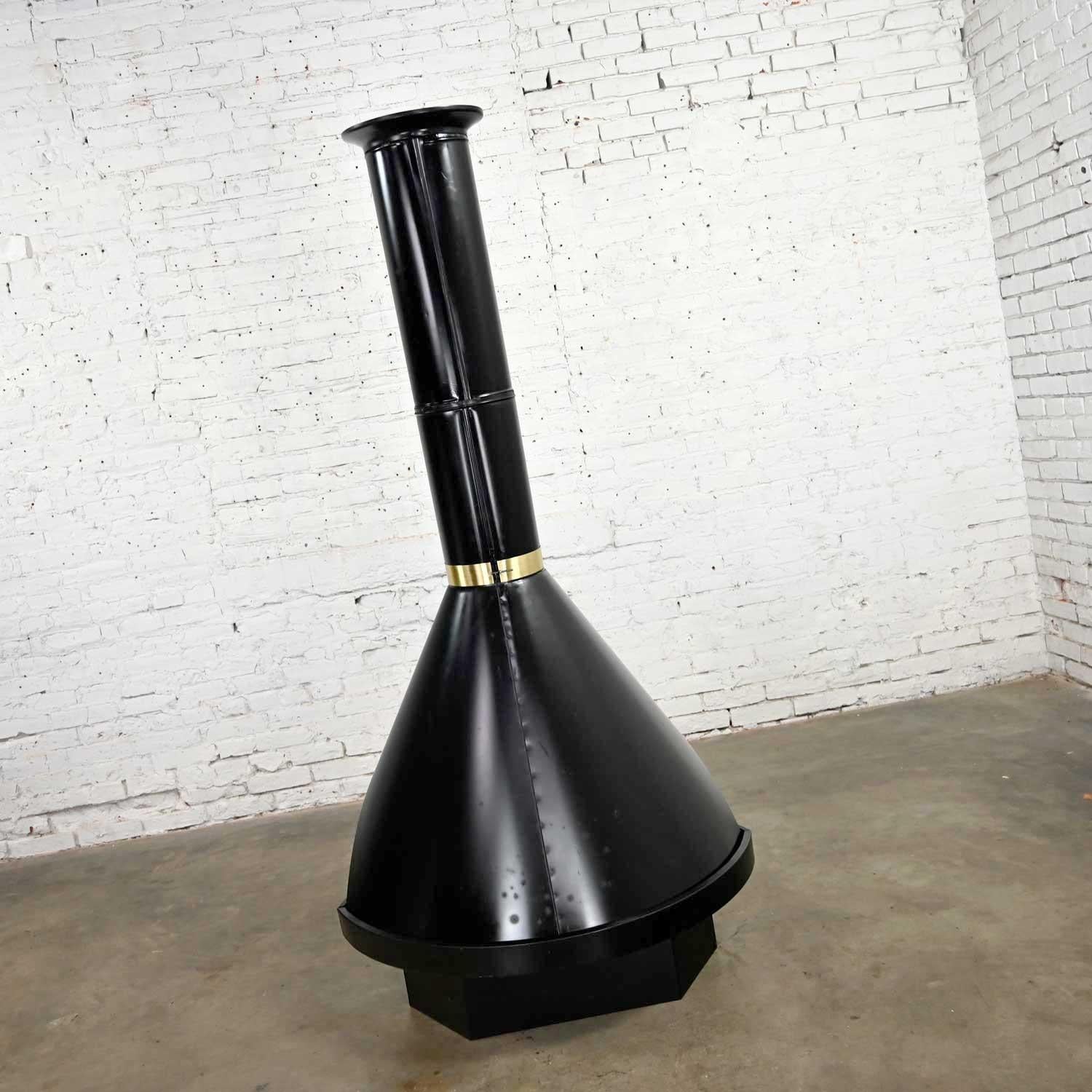Electric Black Metal Cone Freestanding Fireplace by Montgomery Ward Style Preway 4