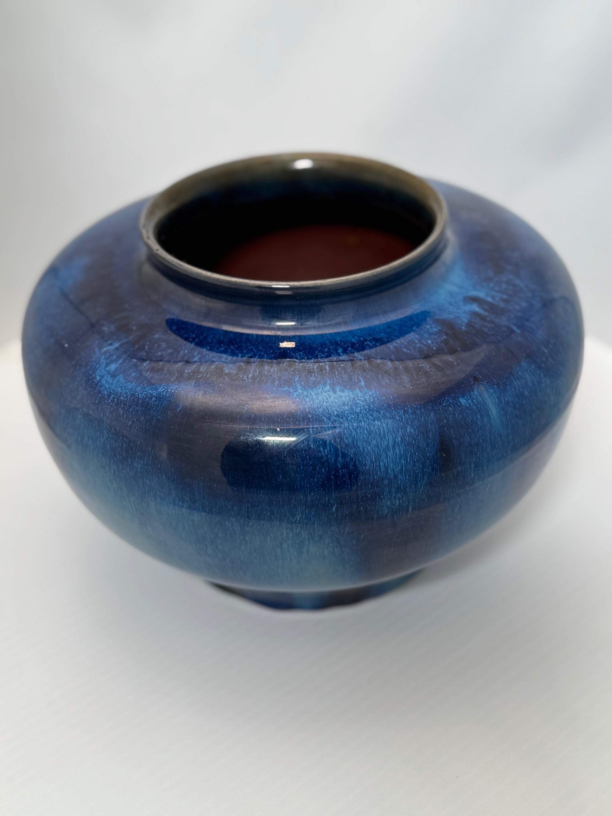 Arts and Crafts Electric Blue Denby Vase For Sale