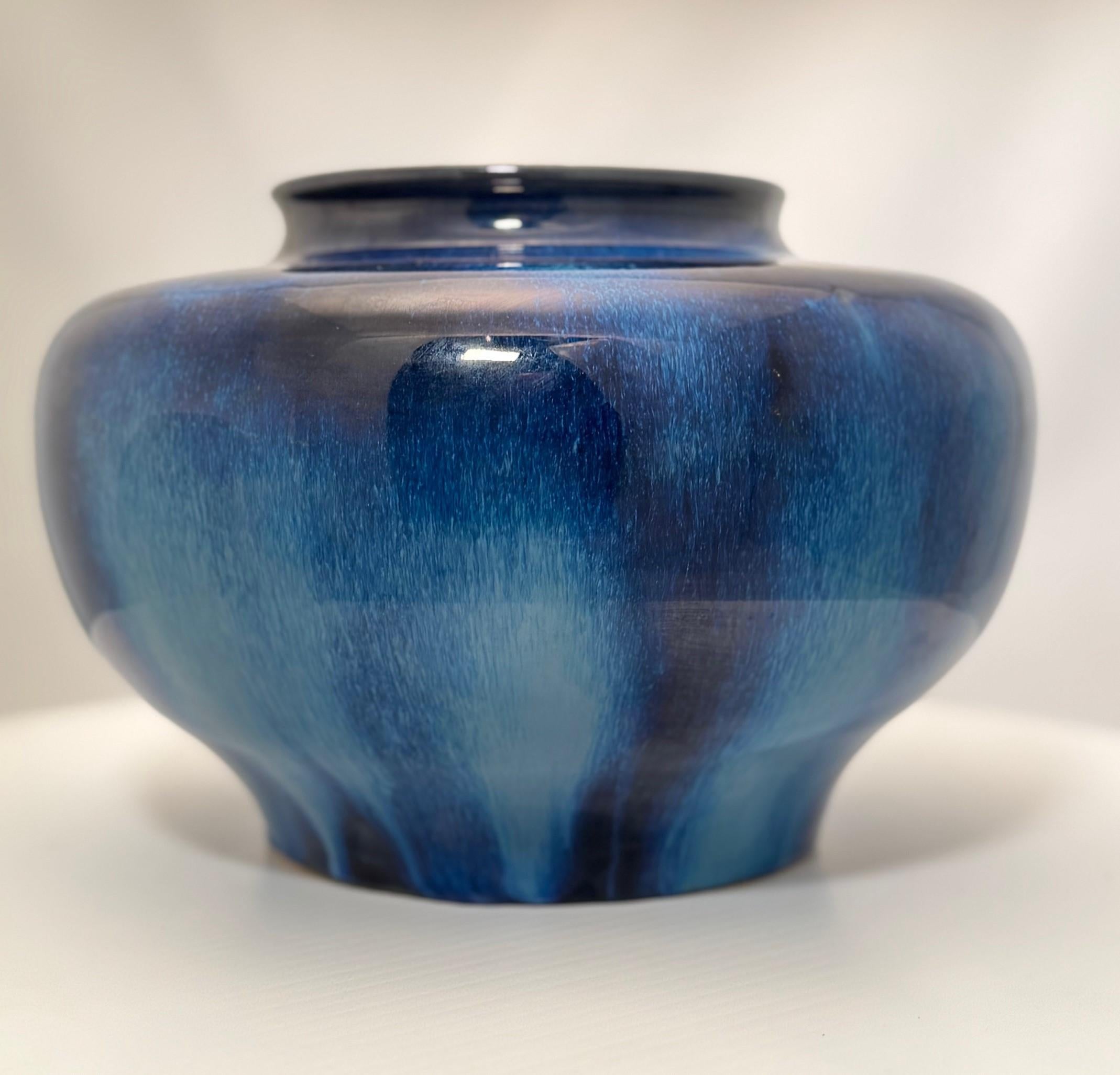 English Electric Blue Denby Vase For Sale