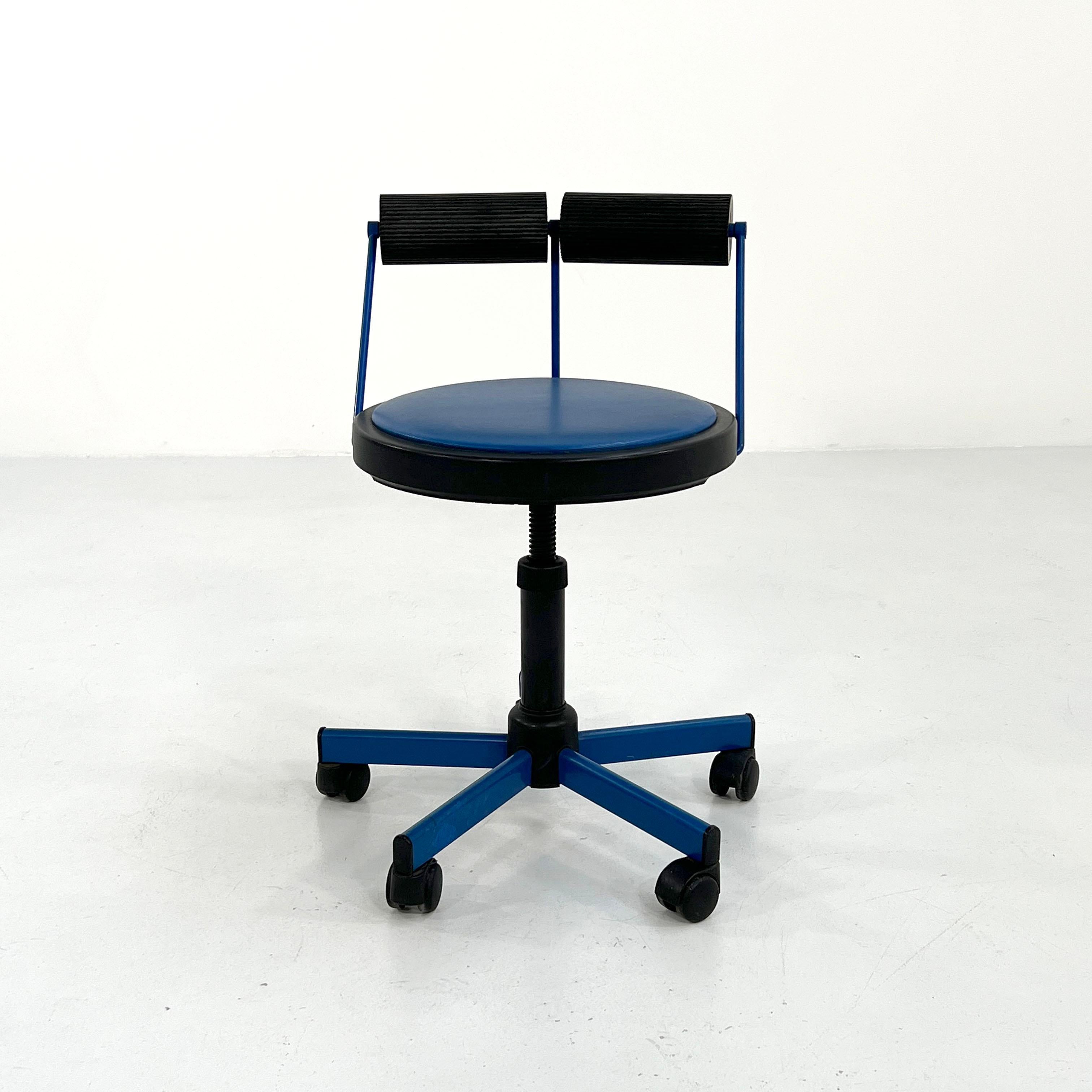 Electric Blue Desk Chair from Bieffeplast, 1980s In Good Condition In Ixelles, Bruxelles