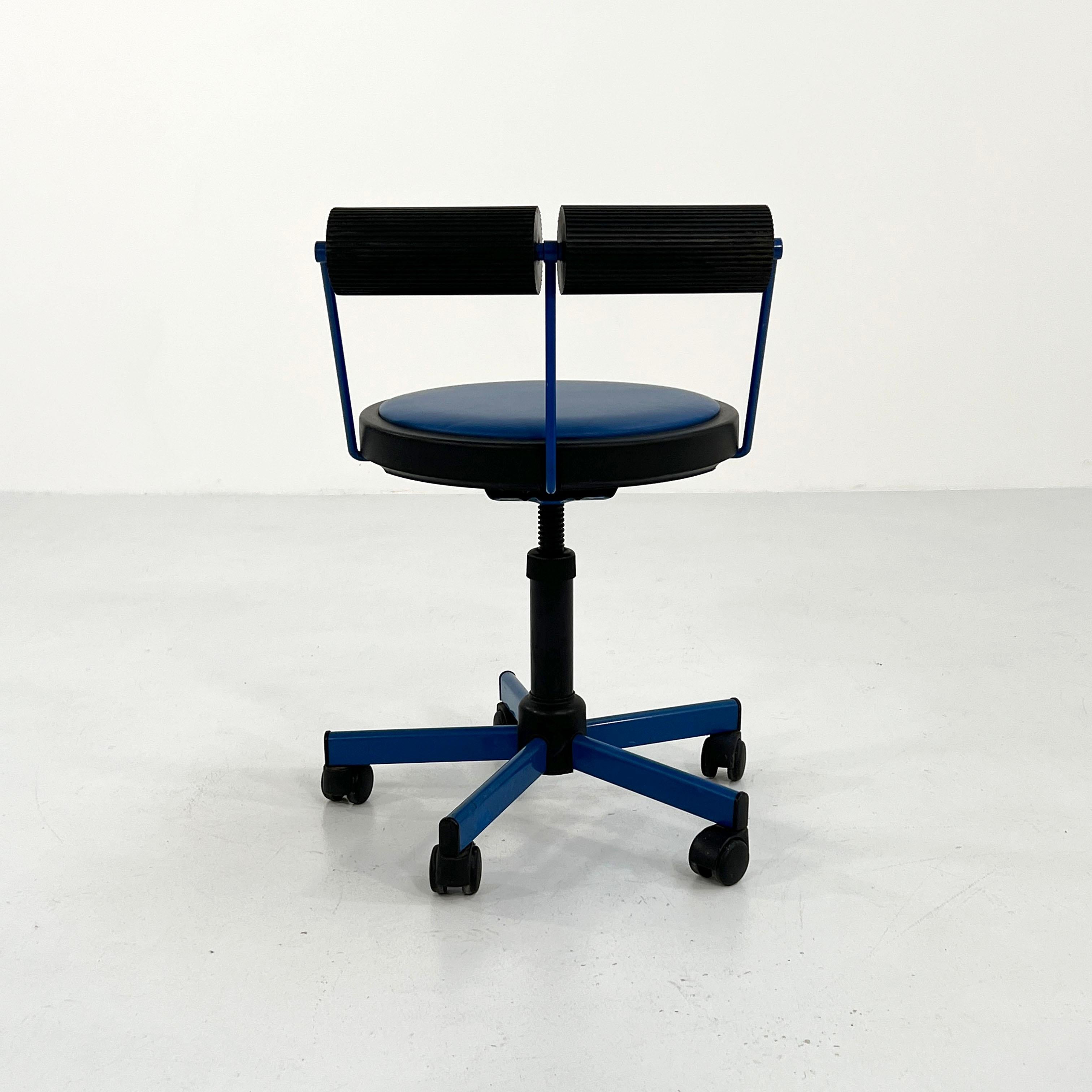 Metal Electric Blue Desk Chair from Bieffeplast, 1980s