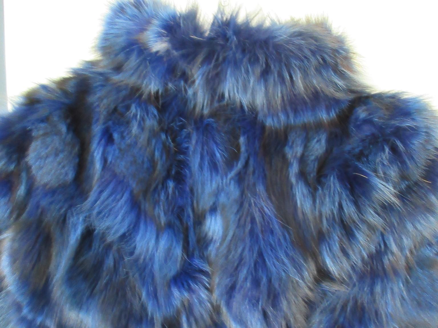 Women's or Men's Electric Blue Fox Fur Jacket For Sale