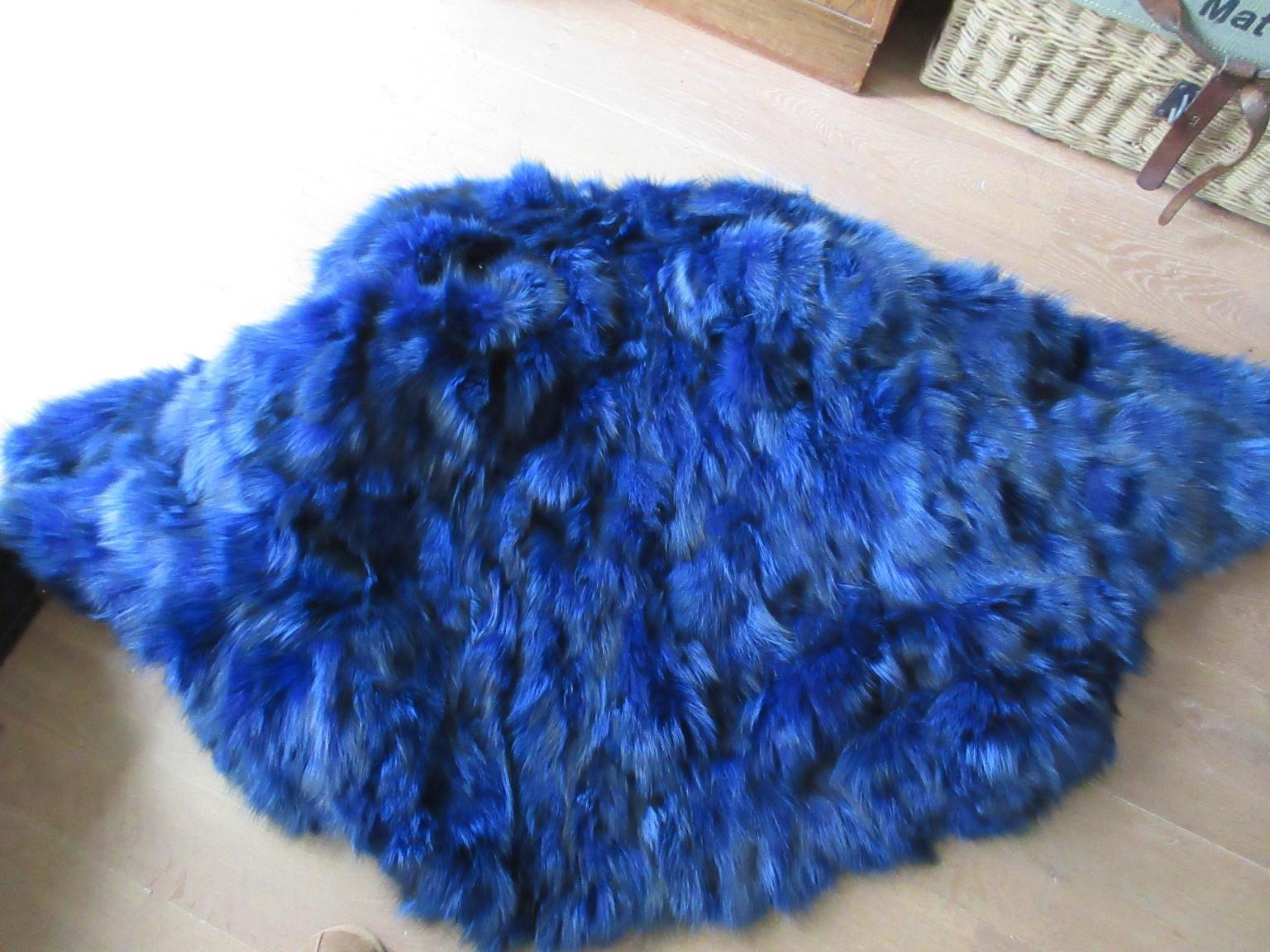 Electric Blue Fox Fur Jacket For Sale 5