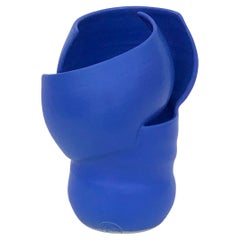 Electric Blue Helix Vase Handmade in Barcelona by Niho Ceramics