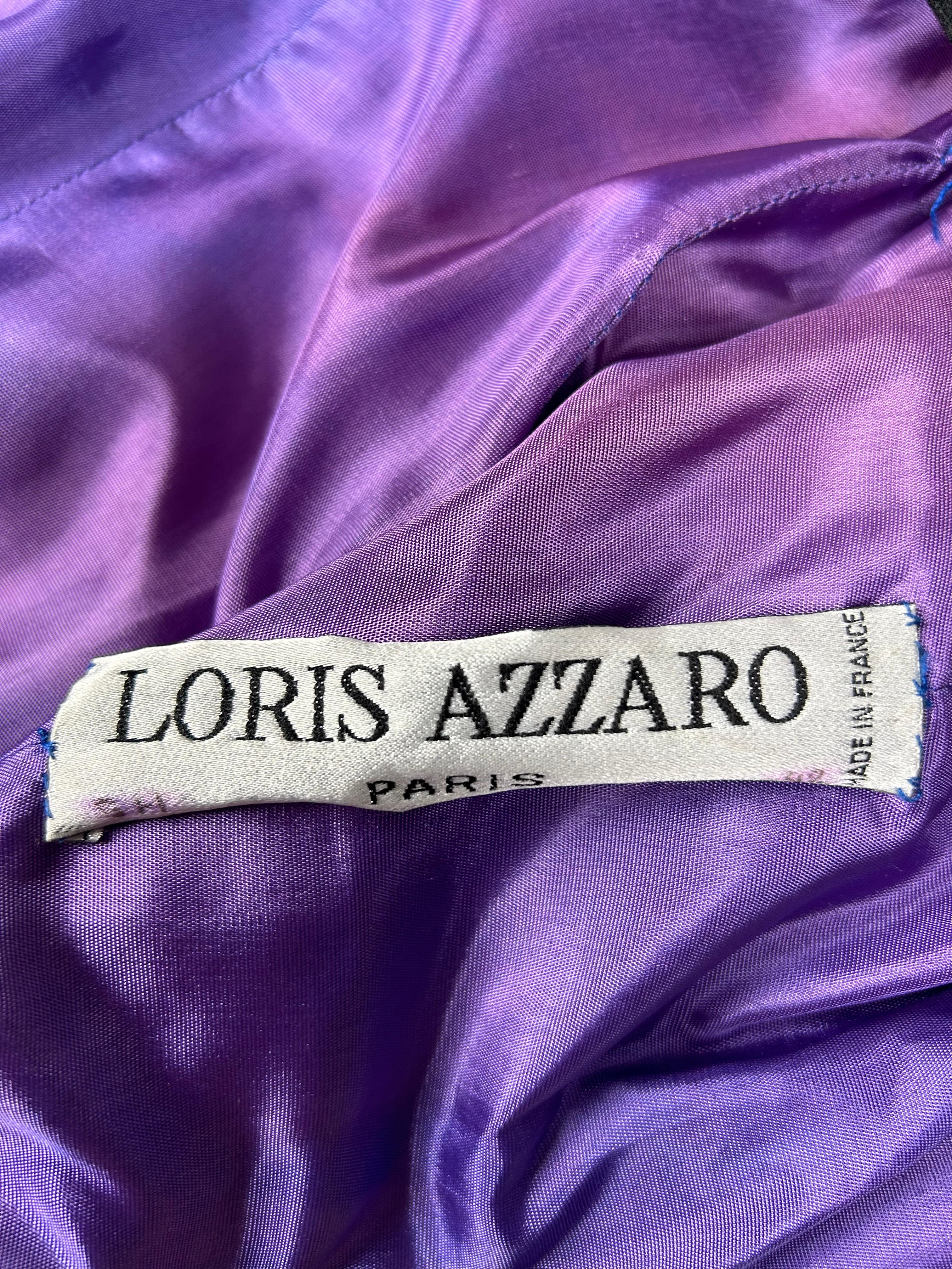 Women's Electric blue lycra jersey evening dress by Loris Azzaro Couture Circa 1980 For Sale