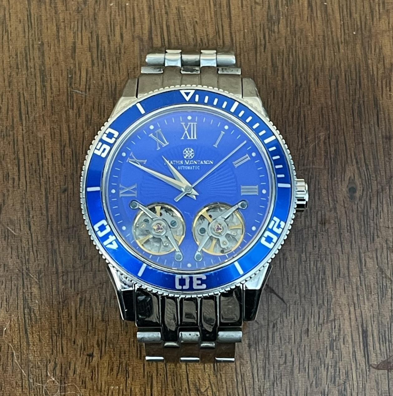 Montre-bracelet chronographe Mathis Montabon bleu électrique pour hommes  en vente 1
