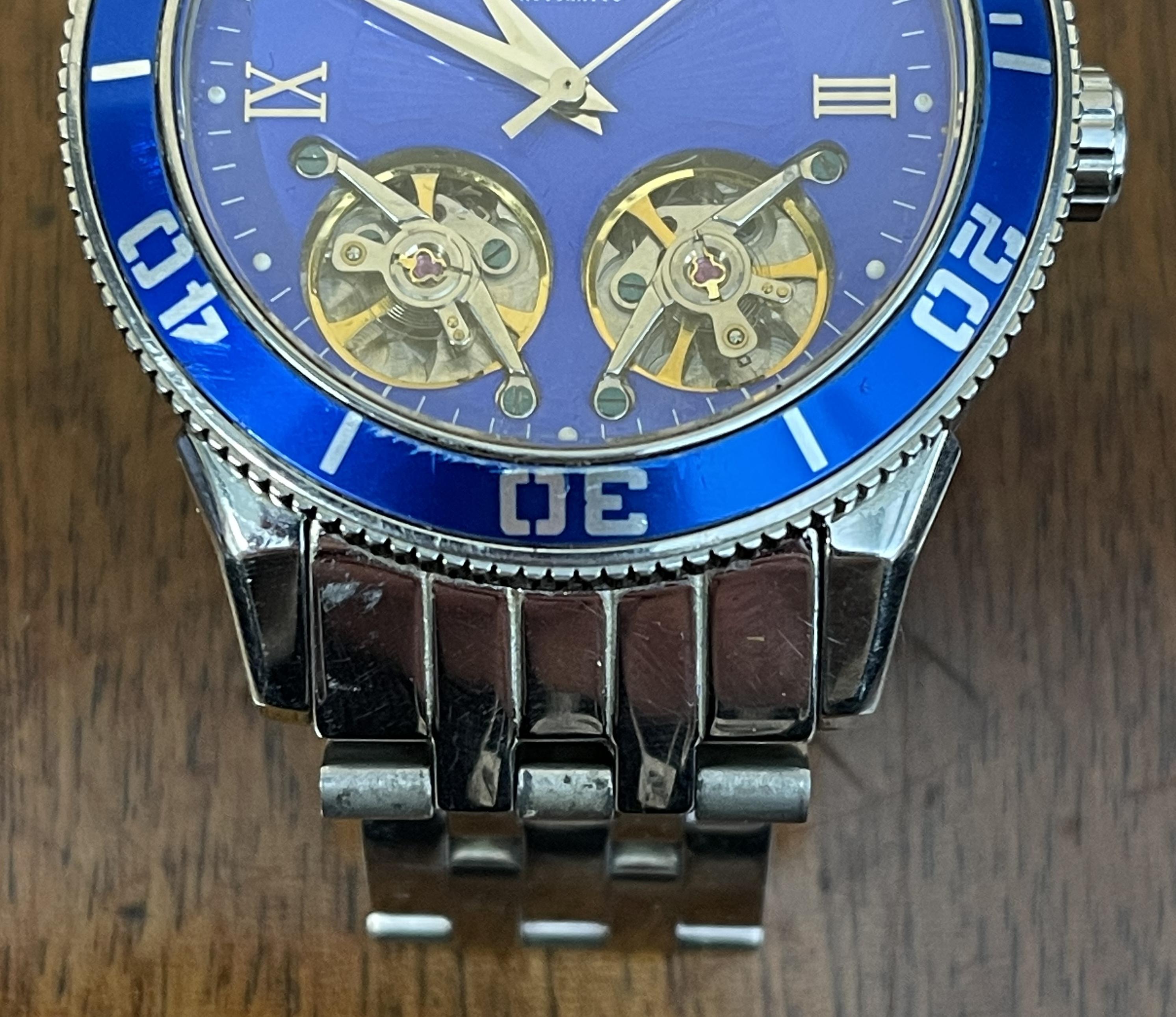 Women's or Men's Electric Blue Mathis Montabon Chronograph Mens Wristwatch For Sale